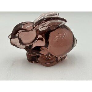 Silvestri Glass Amethyst Color Purple Bunny Rabbit Solid Figurine Paperweight 3”